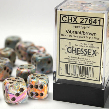 Bloque de dados d6 Festive de 16 mm (12 dados)