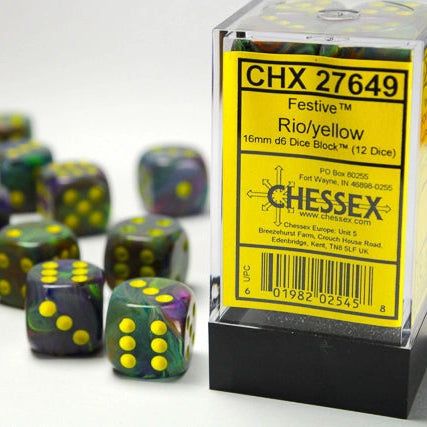 Bloque de dados d6 Festive de 16 mm (12 dados)