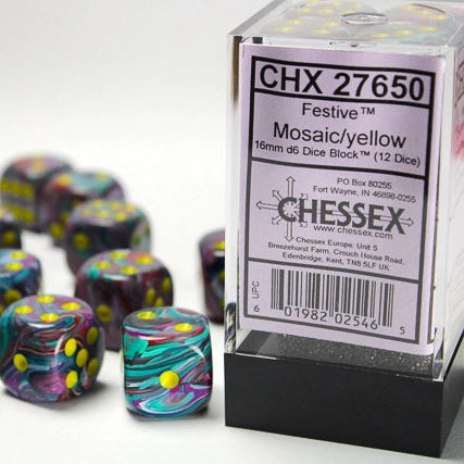 Bloque de dados d6 Festive de 16 mm (12 dados)