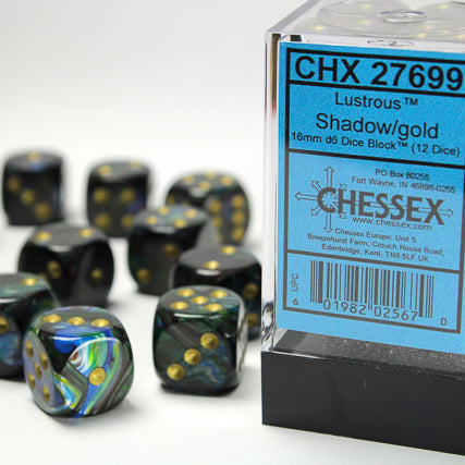 Bloque de dados Lustrous de 16 mm (12 dados)