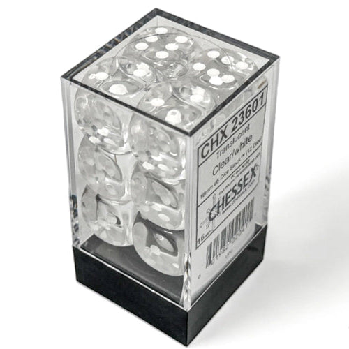 Bloque de dados d6 Translucent de 16 mm (12 dados)