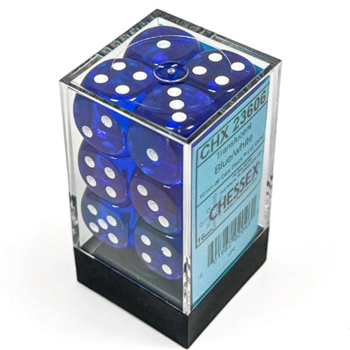 Bloque de dados d6 Translucent de 16 mm (12 dados)
