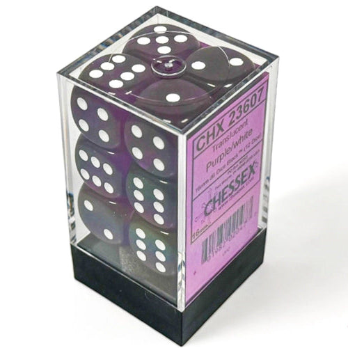 Bloque de dados d6 Translucent de 16 mm (12 dados)