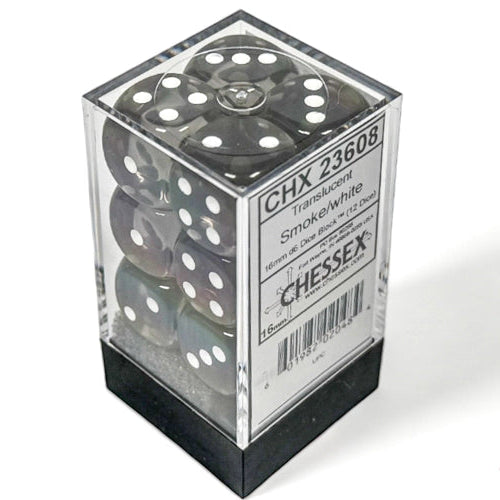 Bloque de dados d6 Translucent de 16 mm (12 dados)