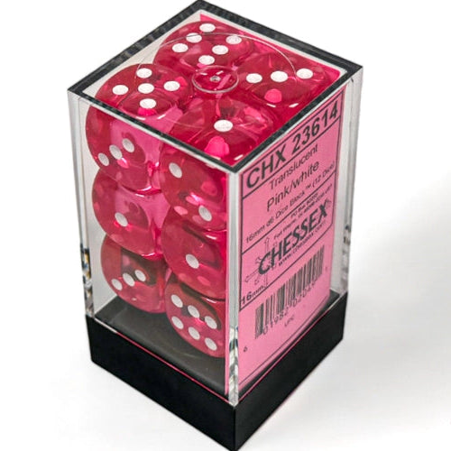 Bloque de dados d6 Translucent de 16 mm (12 dados)