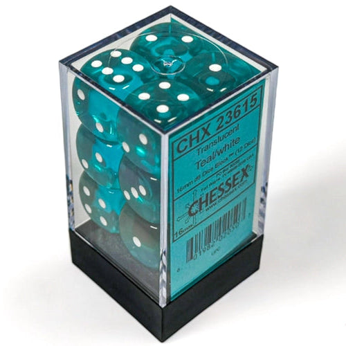 Bloque de dados d6 Translucent de 16 mm (12 dados)