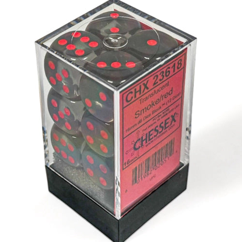 Bloque de dados d6 Translucent de 16 mm (12 dados)