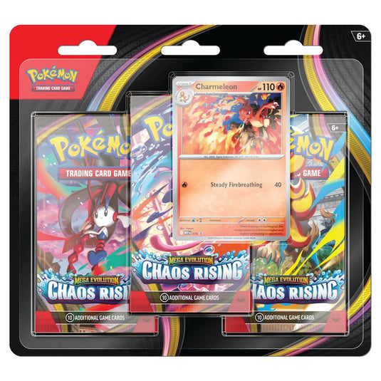 Pokemon Mega Evolution Chaos Rising 3 Pack Blister Charmeleon