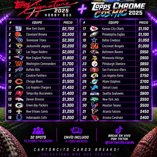Break Topps NFL Cosmic 2025 + Signature 2025