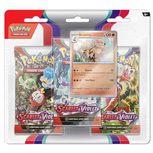 Pokemon Scarlet & Violet Base Set 3 Pack Blister Arcanine - Cartoncito Cards