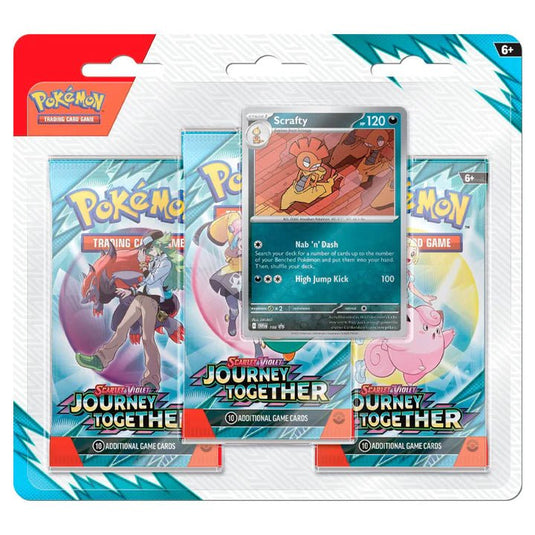 Pokemon Scarlet & Violet Journey Together 3 Pack Blister Scrafty - Cartoncito Cards