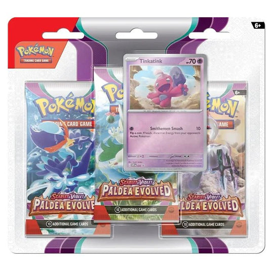 Pokemon Scarlet & Violet Paldea Evolved 3 Pack Blister Tinkatink - Cartoncito Cards
