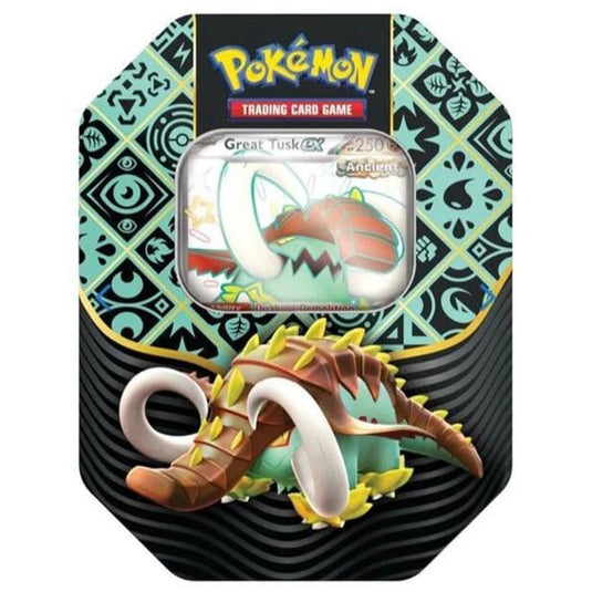 Pokemon Scarlet & Violet Paldean Fates Shiny Great Tusk ex Tin - Cartoncito Cards