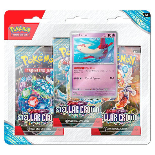 Pokemon Scarlet & Violet Stellar Crown 3 Pack Blister Latias - Cartoncito Cards