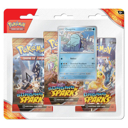 Pokemon Scarlet & Violet Surging Sparks 3 Pack Blister Quagsire - Cartoncito Cards