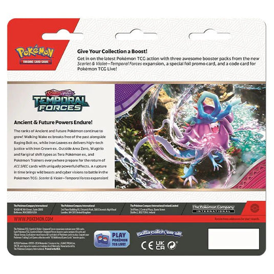 Pokemon Scarlet & Violet Temporal Forces 3 Pack Blister Cyclizar - Cartoncito Cards