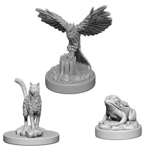 Pathfinder Battles Deep Cuts Unpainted Minis: W4 Familiars (Owl, Frog, & Cat)