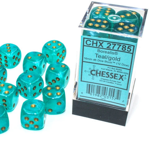 Bloque de dados d6 Borealis de 16 mm (12 dados)