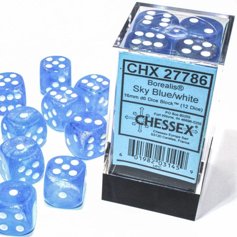 Bloque de dados d6 Borealis de 16 mm (12 dados)