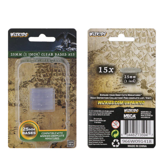 Wizkids Deep Cuts Miniatures: Unpainted Minis Clear 25mm Round Base