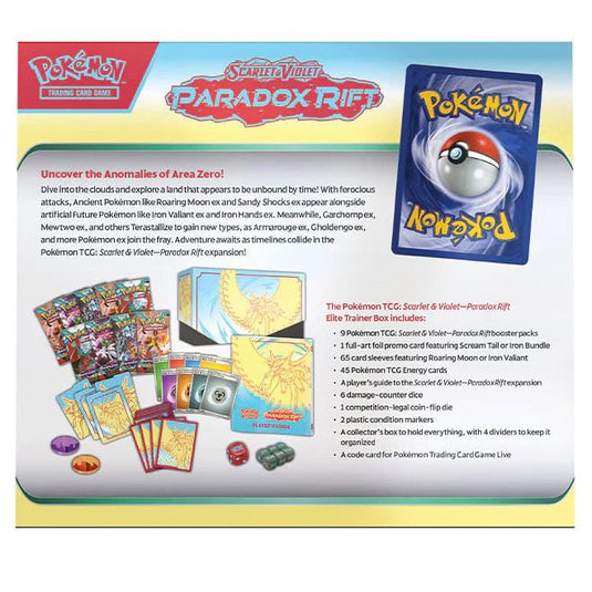 Pokemon Scarlet & Violet Paradox Rift Elite Trainer Box Roaring Moon - Cartoncito Cards